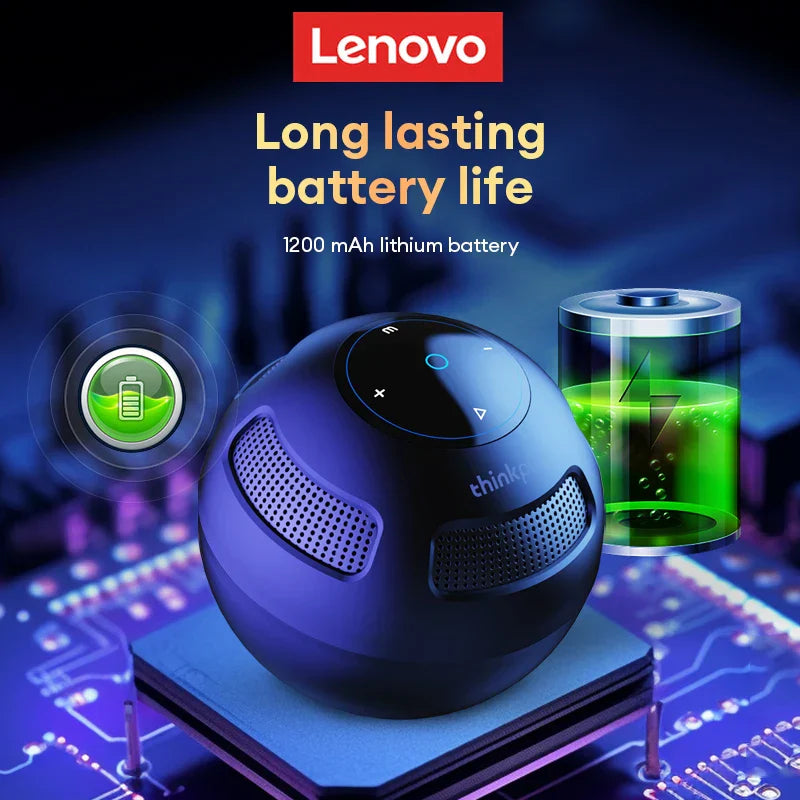 Black spherical lenovo thinkbook portable subwoofer surround with perforated side panels and circular control interface for home theater outdoor use