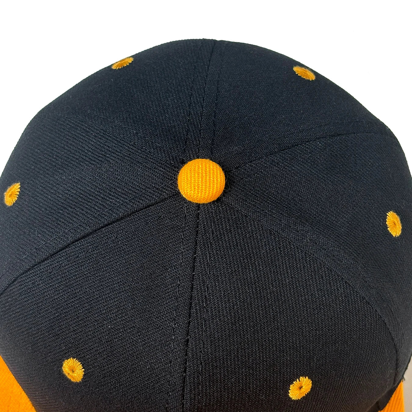 Black letter embroidered cap trendy baseball with yellow embroidered dots and adjustable flat brim for all seasons fashionable hat