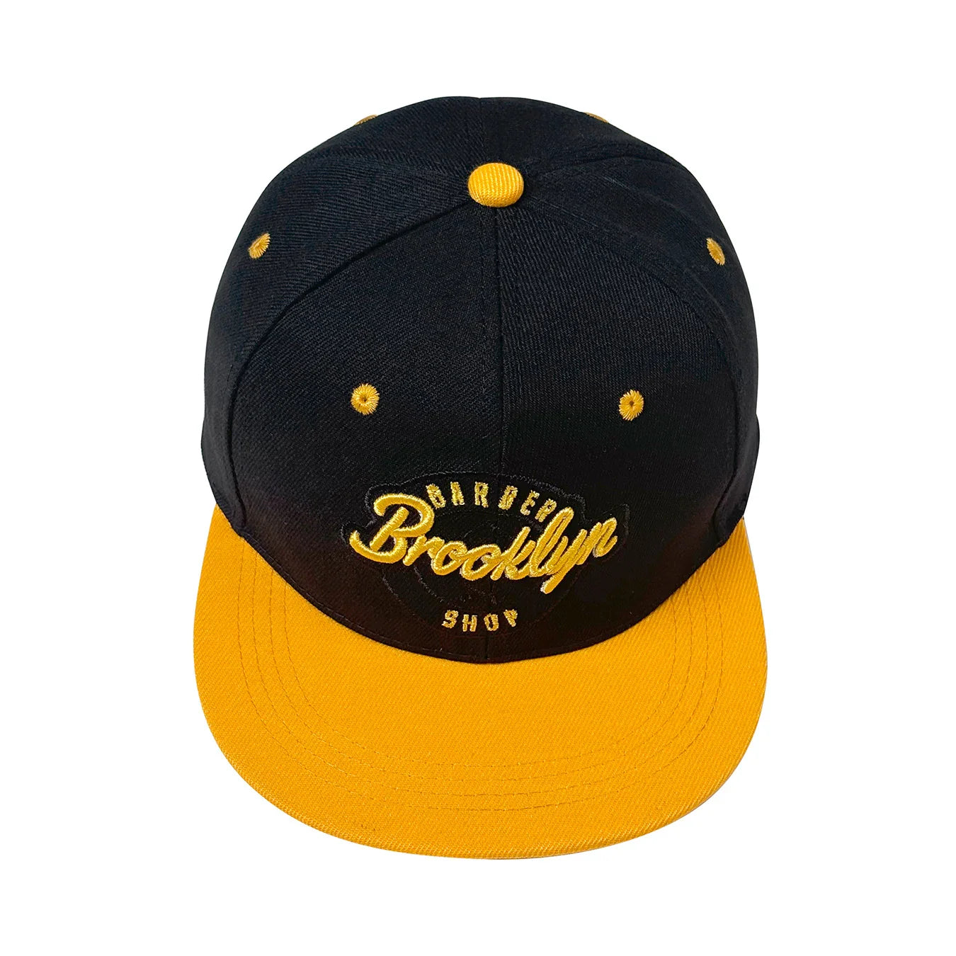 Black and yellow letter embroidered cap trendy baseball style with adjustable flat brim suitable for all seasons fashionable hat