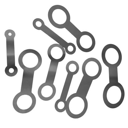 Set of metallic gray saxophone sound hole pad leveling gaskets for wind instrument maintenance replacement accessory