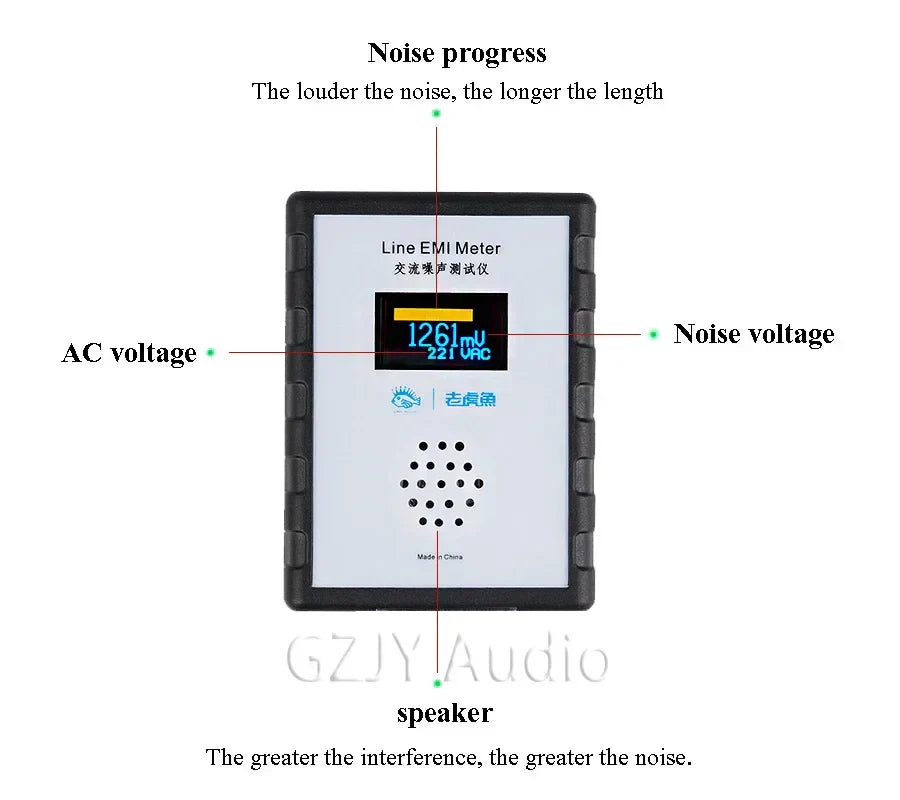 Black-framed lhy new oled display mains noise tester emi measuring instrument broadband ac power supply ripple analyzer