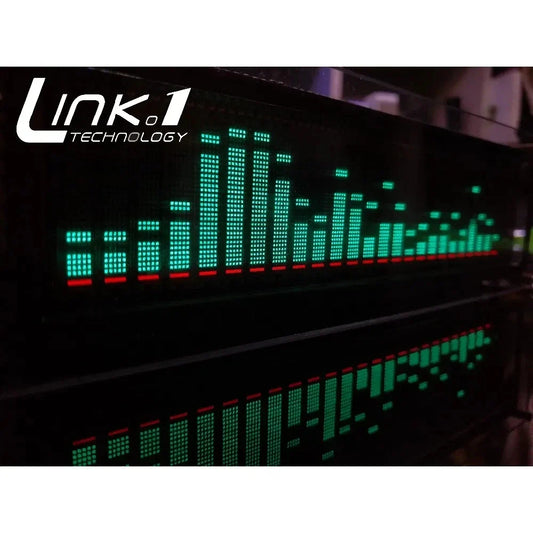 Green and red led display panel of LINK1 AK2515v2vfd music audio spectrum indicator with precision clock adjustable features