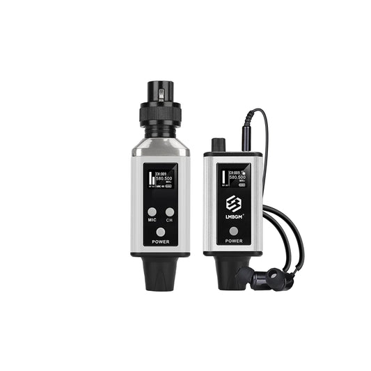 Silver and black lmbgm a9 mono mini receiver uhf164ft wireless microphone transmitter with digital display for stage recording studio