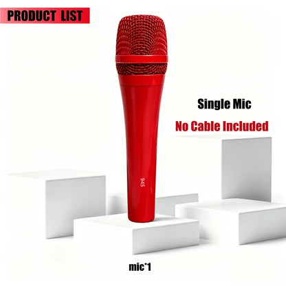Vibrant red professional dynamic microphone model ln-945 with mesh grille for karaoke studio recording and stage performance