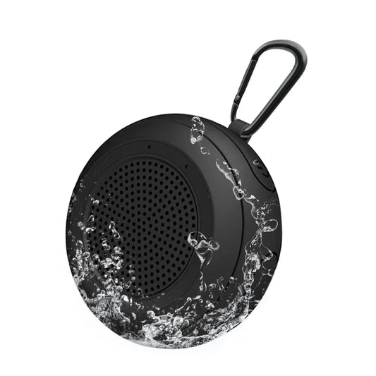 Black cyboris t101 portable wireless ipx7 waterproof floating speaker with carabiner clip and water splash design