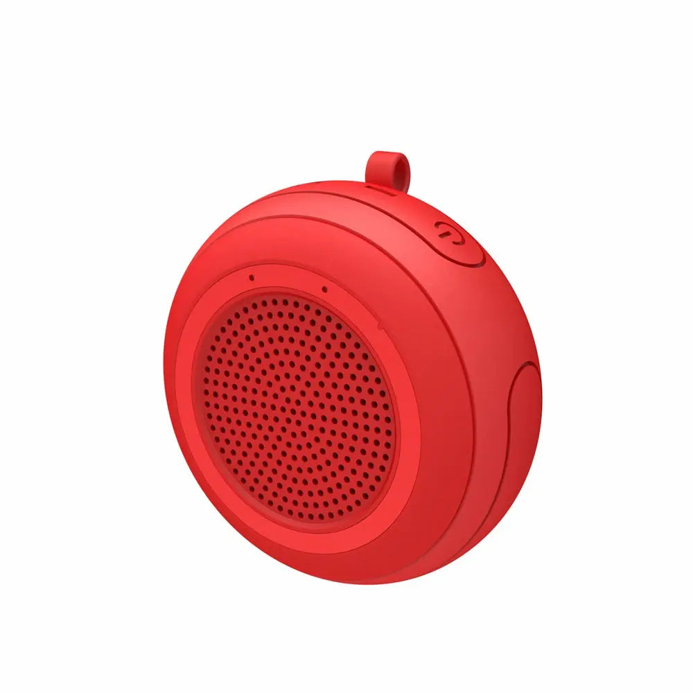 Red round cyboris t101 portable wireless ipx7 waterproof floating speaker with perforated grille and carrying loop