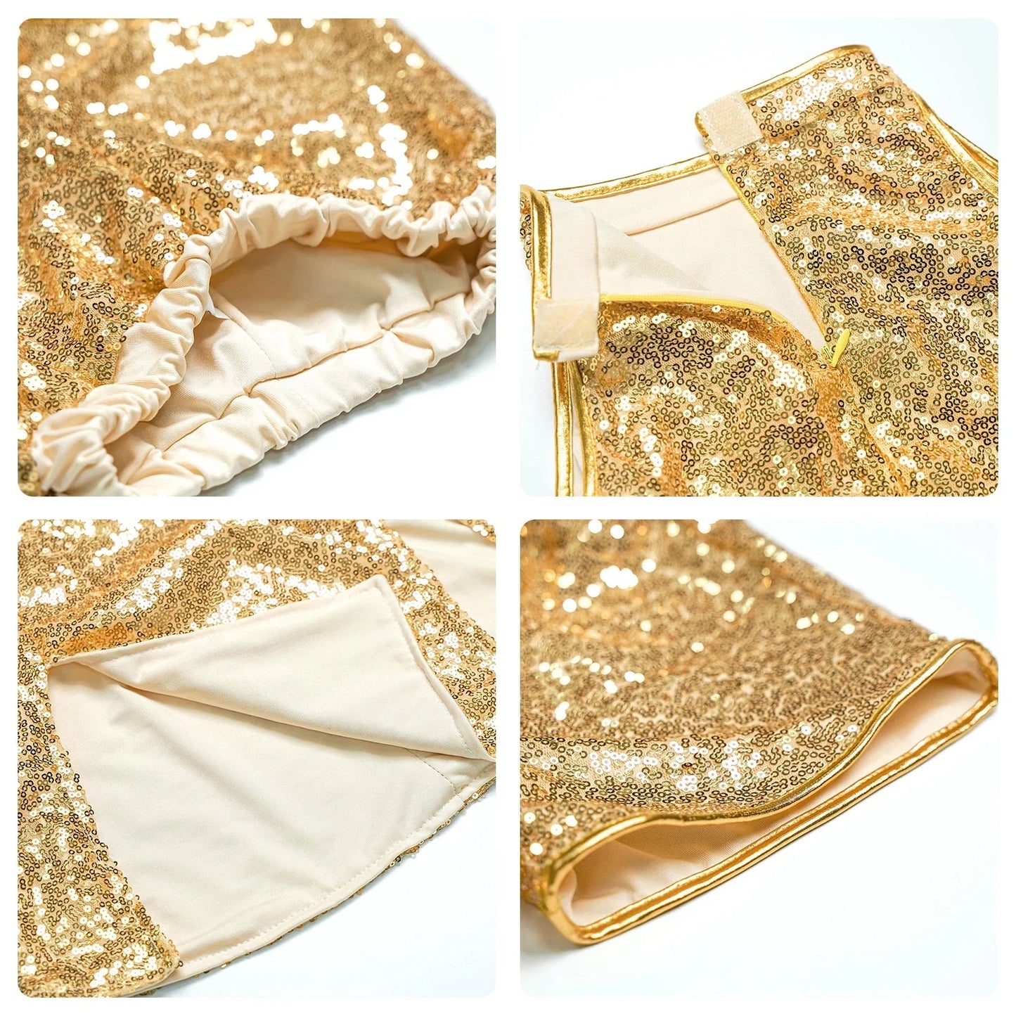Gold sequined shorts with satin lining and elastic waistband for lolanta girls sequins years sparkle hip dance outfit sleeveless top