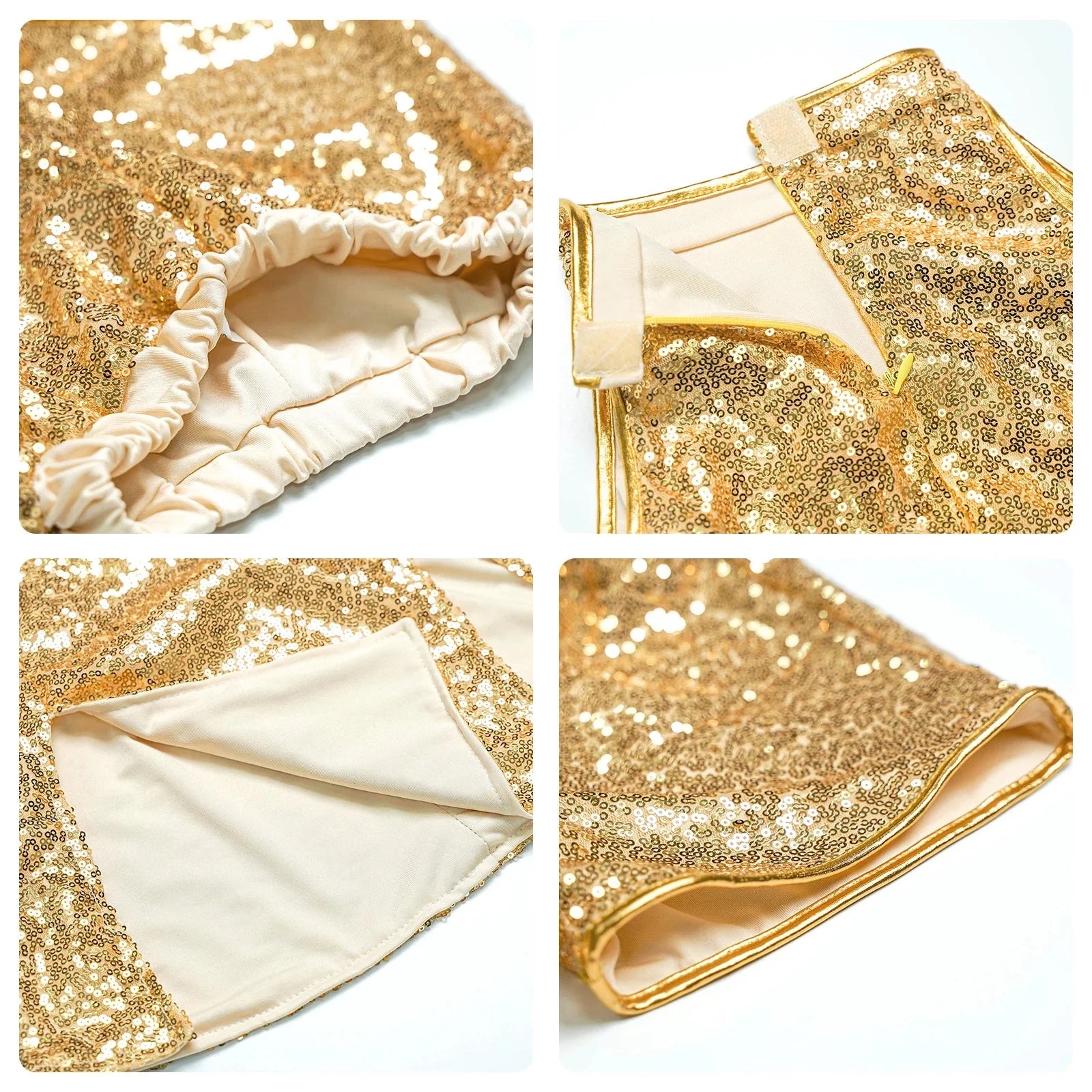 Gold sequined shorts with satin lining and elastic waistband for lolanta girls sequins years sparkle hip dance outfit sleeveless top