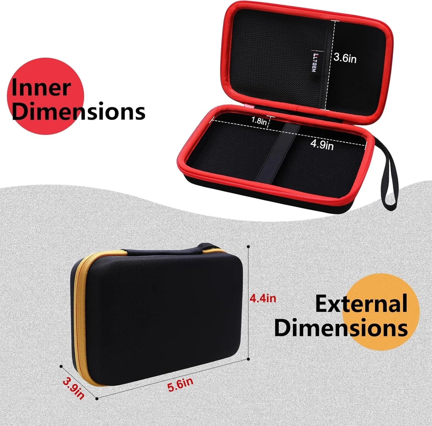 Red and black hard-shell protective case with zipper closure and two compartments for Roland Aira Compact drum sequencer and E-4 Creative Sampler