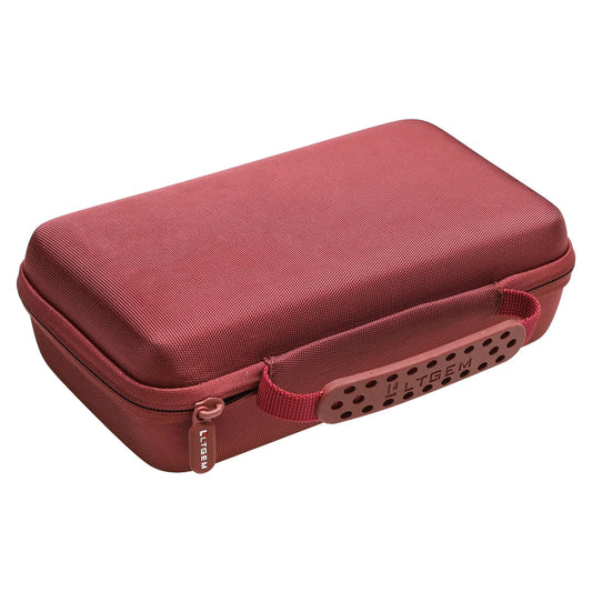 Red textured hard-shell ltgem hard case with perforated handle for korg volca drum volca sample2 digital sampler