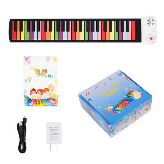 M mbat 49 keys electronic piano colorful midi keyboard with white control panel and built-in speaker roll design for children