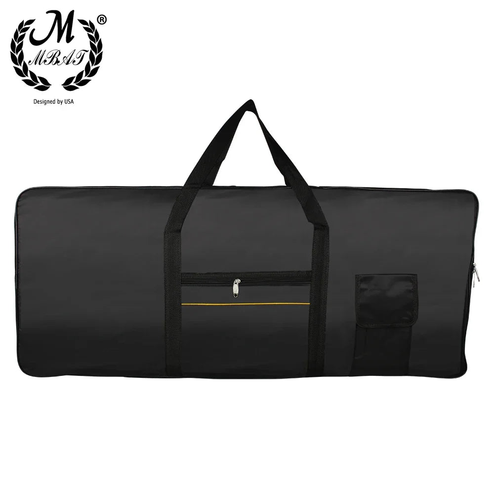 Black mb&f 61 keys electric keyboard bag case with gold zipper waterproof oxford cloth and reinforced handles