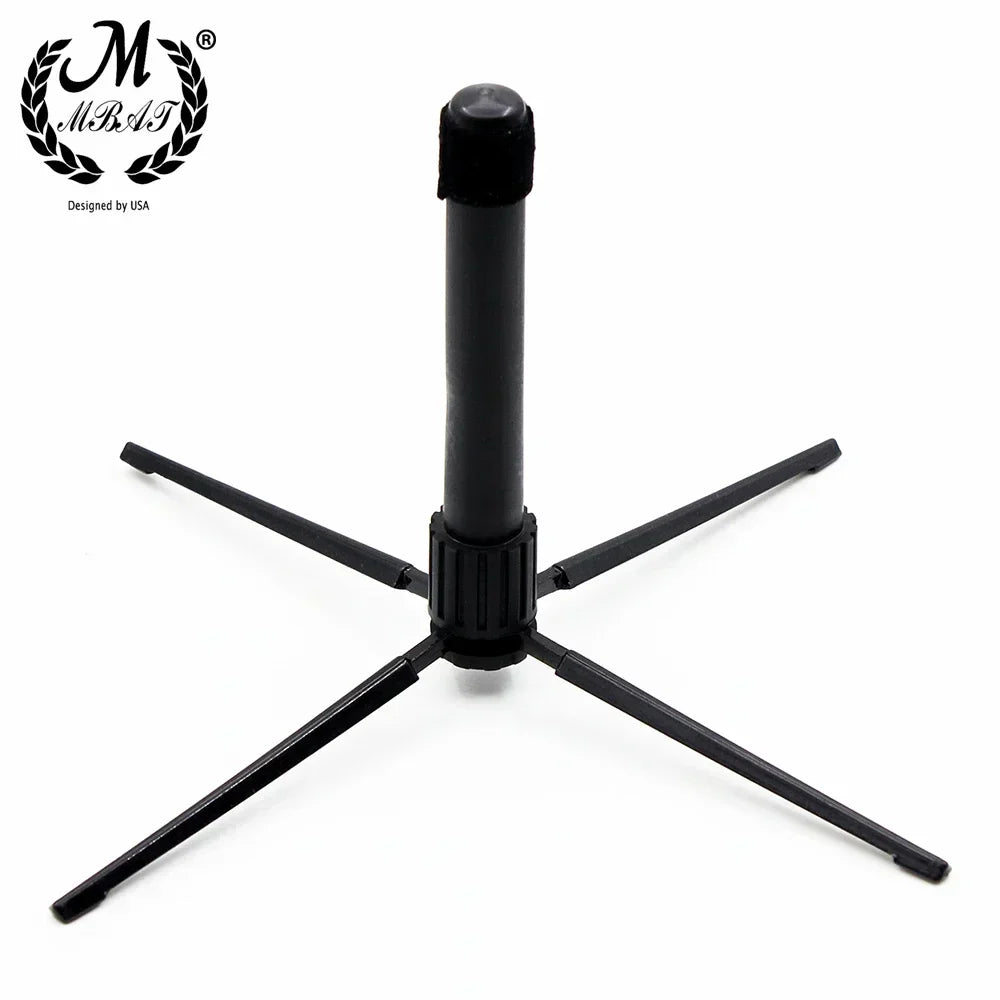 Black plastic mbat flute stand with four extendable legs foldable clarinet rest rack holder for woodwind instruments