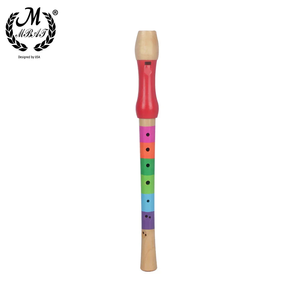 M MBAT high quality wooden eight hole flute wooden kids recorder with natural wood and rainbow colors for children gift