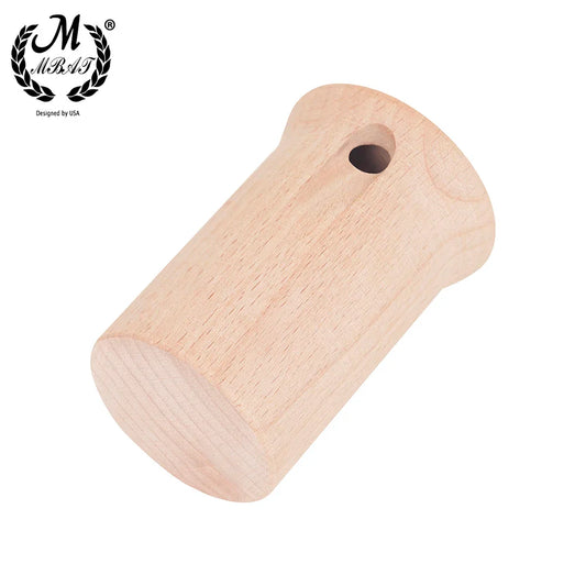 Light-colored wooden mallet head with smooth rounded design and hole for mbat orff musical sound whistle kids educational toys