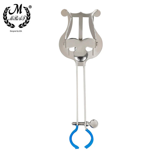 Silver lyre-shaped violin stand with blue rubber clamp for mbat trumpet clip music stand clamp trombone folder universal use
