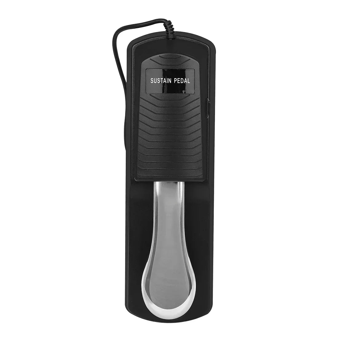 Black and silver m mbat universal piano sustain pedal with textured grip plug compatible electronic organ midi keyboards