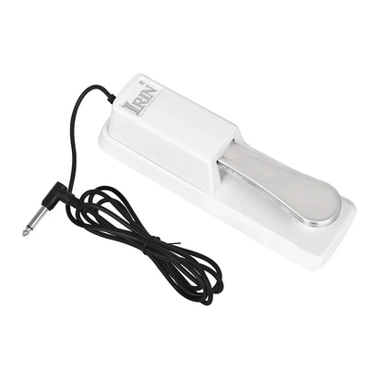 White plastic pedal with silver metal footplate branded irin for midi mini portable usb keyboard midi controller rechargeable