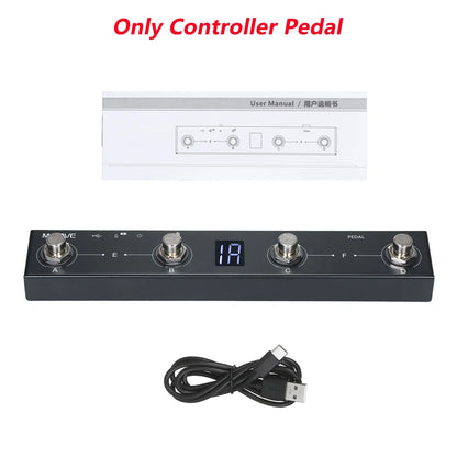 Black rectangular m-vave chocolate controller pedal with four metallic buttons a to d lithium battery and single body size