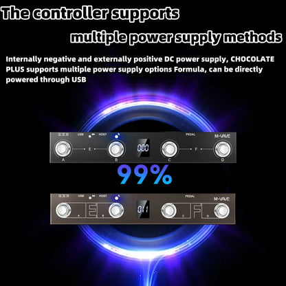 Black m-vave chocolate plus portable wireless midi foot controller with usb power options digital display and control knobs