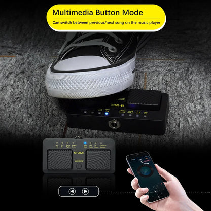 Black m-wave cube turner pro wireless intelligent midi controller pedal with textured footplate and illuminated buttons