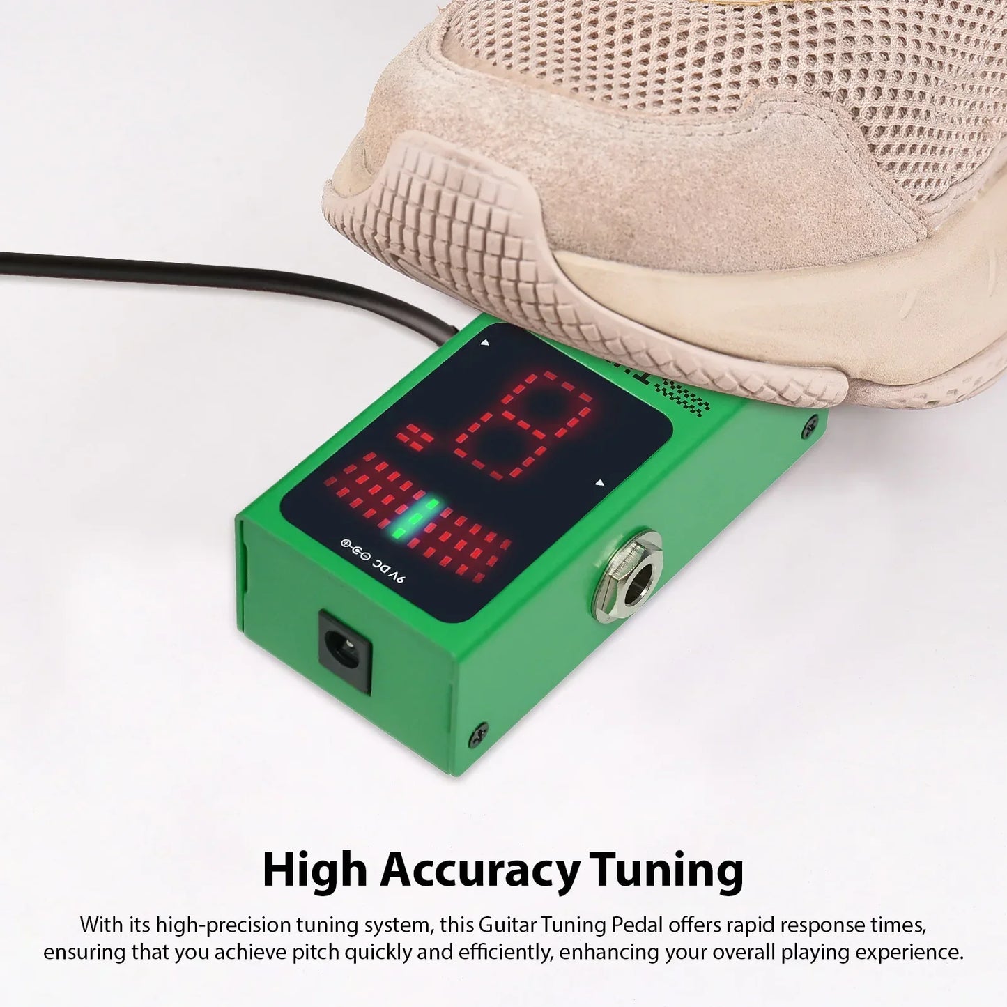 Green m-vave pedal tuner effects pedal tuner with red led display auto mute and metal input jack for guitar use