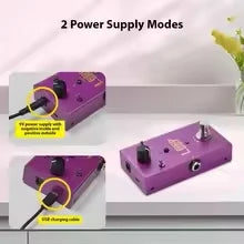 Purple m-vave loop ii studio looper pedal with two power supply modes and 11 minutes recording time for guitar bass
