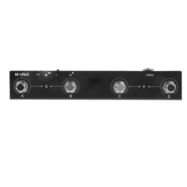 Black m-wave chocolate plus midi controller programmable wireless foot controller with four silver input jacks and display