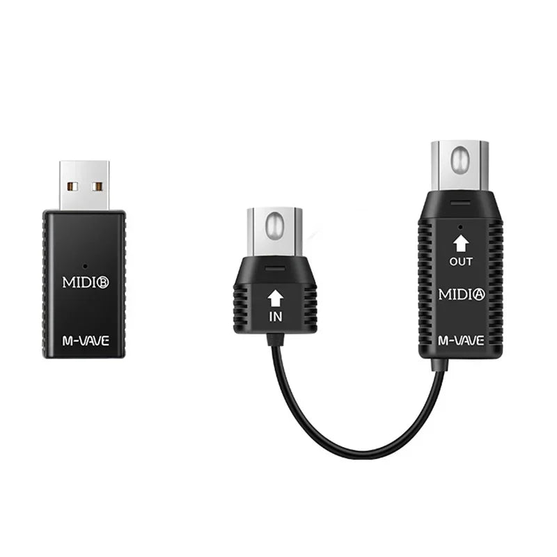 Black m-vave midi interface adapter with usb and 3.5mm jacks for chocolate plus midi controller programmable wireless system