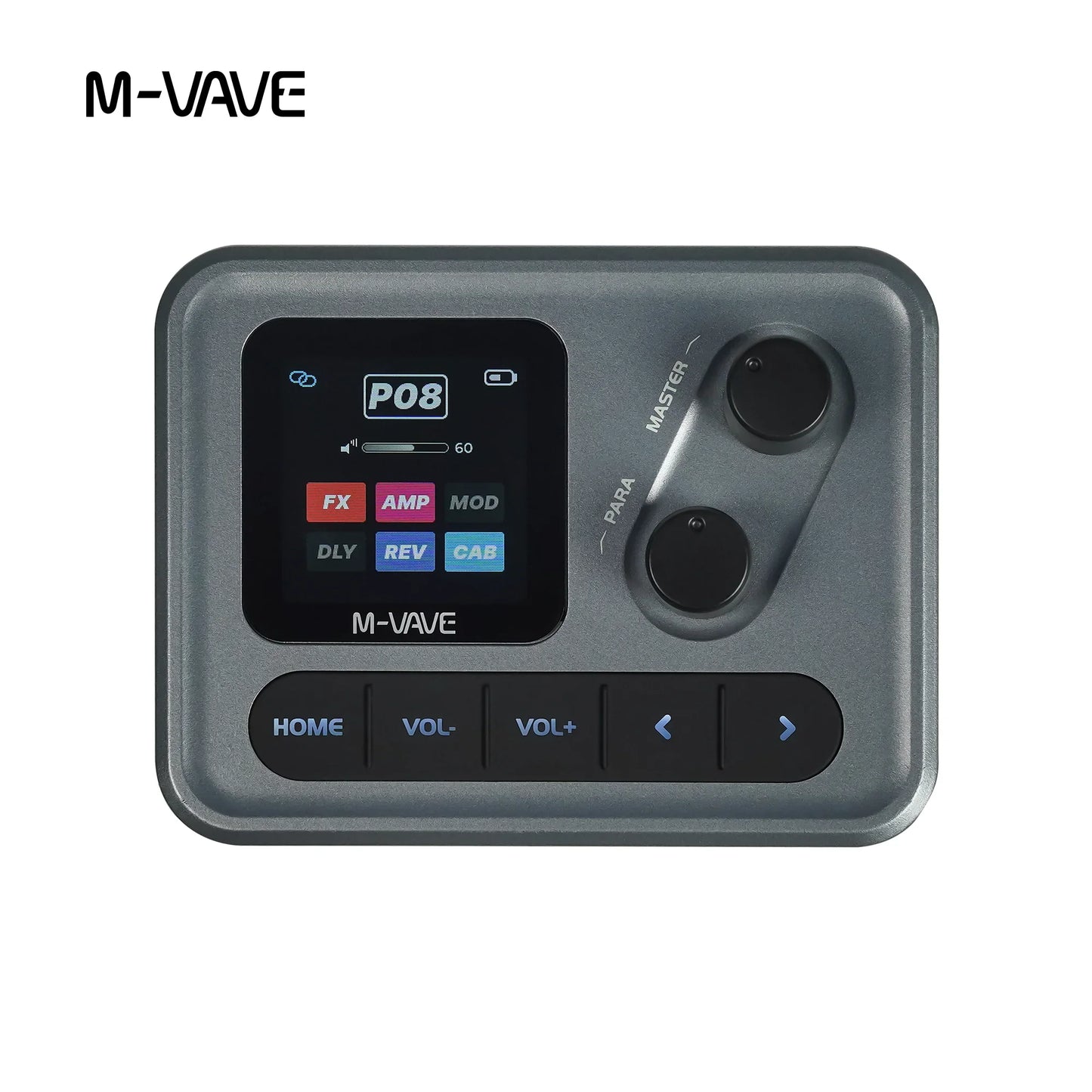 Gray m-vave po8 digital desktop effects processor with 1.54 inch lcd touchscreen and control knobs for guitar bass use