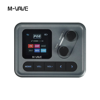 Gray m-vave po8 digital desktop effects processor with 1.54 inch lcd touchscreen and control knobs for guitar bass use