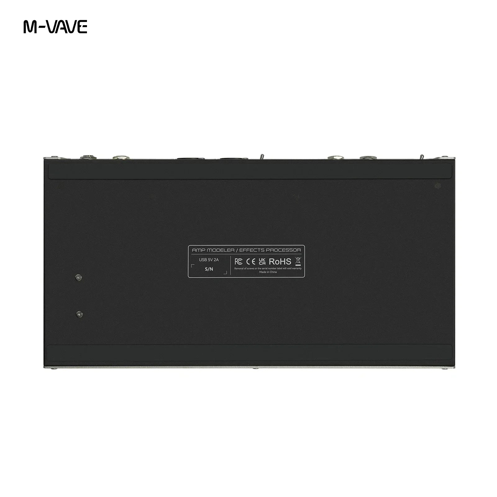 Black m-vave mk-300 guitar bass multi-effect processor with matte finish, silver labeling, rechargeable effect pedal120amp, drum midi daw