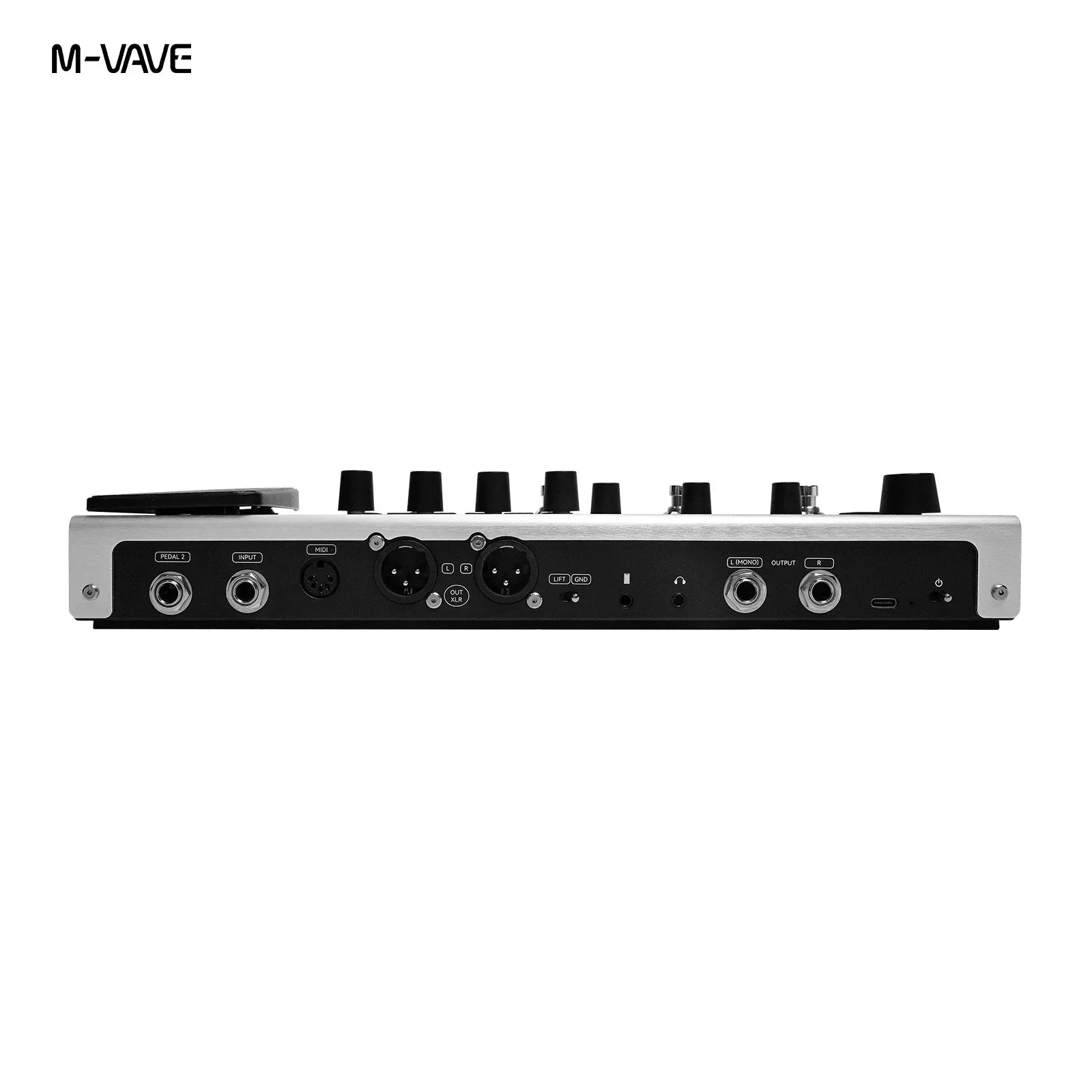 M-vave mk-300 guitar bass multi-effect processor with sleek silver black design rechargeable effect pedal120amp and drum midi daw ports