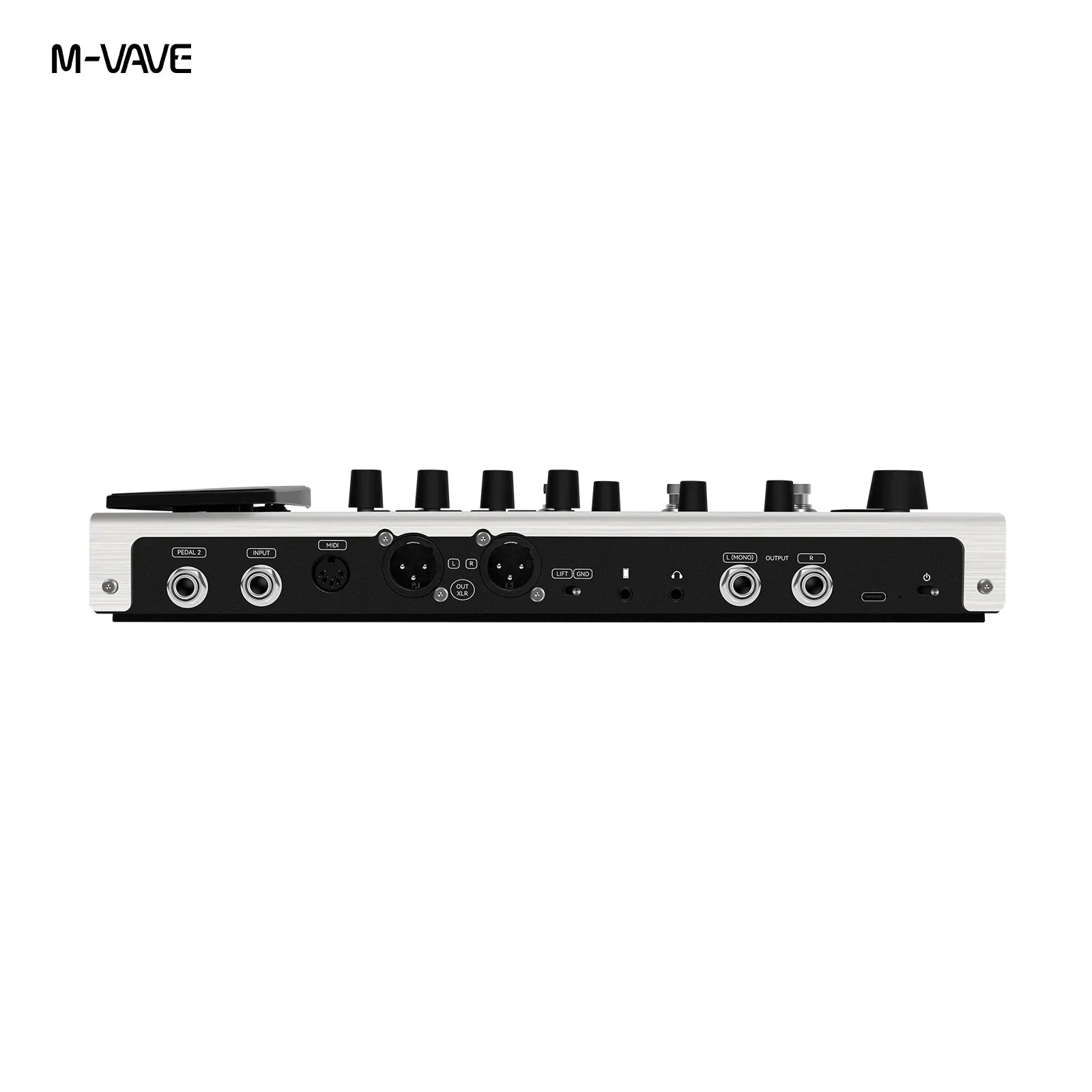 M-vave mk300 processor pedal 150s with sleek silver black design featuring multiple modules midi daw ports and knobs