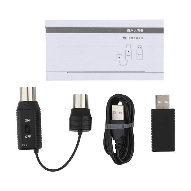 Black midi ms1 midi adapter system with din usb interface and 1/4-inch audio connectors for midi device connecto