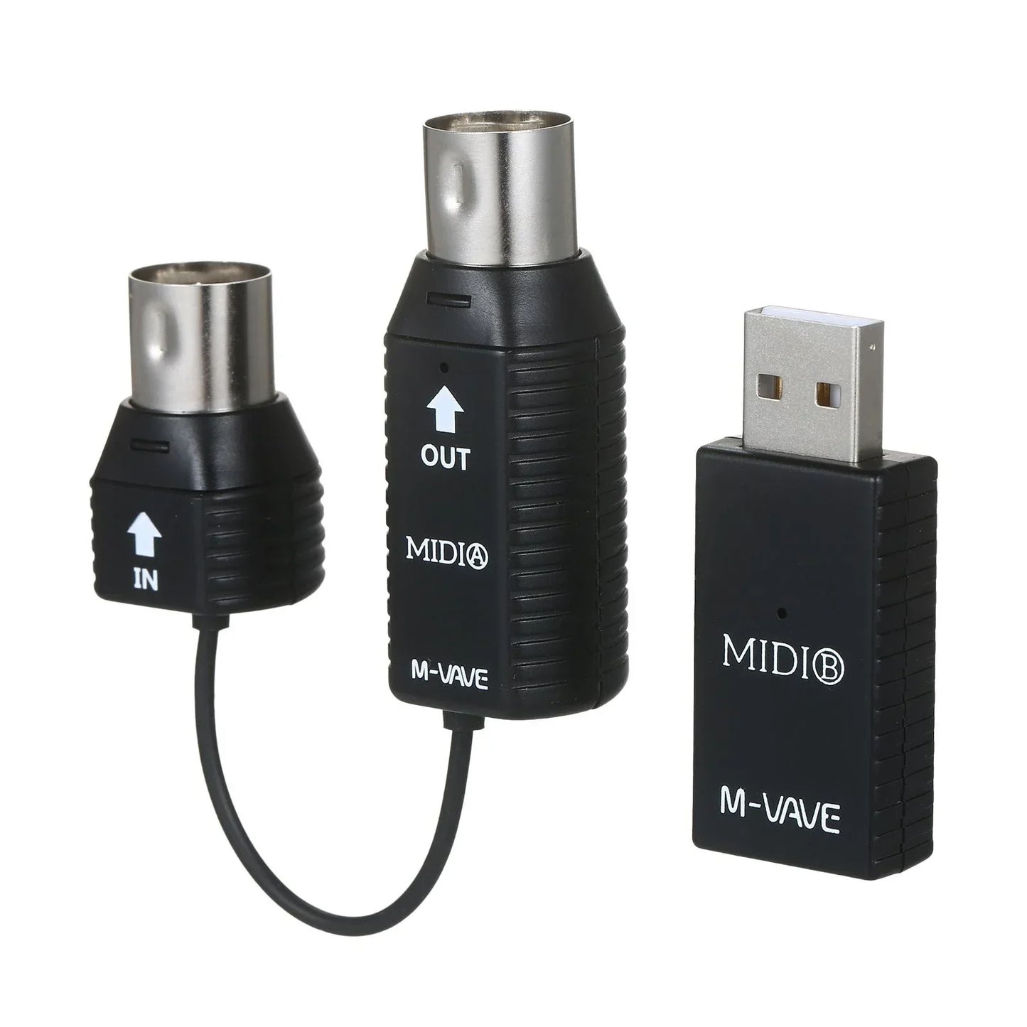 Black ms1 mini wireless midi wireless adapter set with usb dongle in port cable and out port for wireless adapter plug use