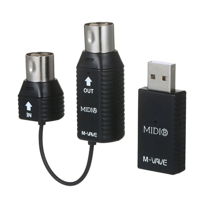 Black ms1 mini wireless midi wireless adapter set with usb dongle in port cable and out port for wireless adapter plug use
