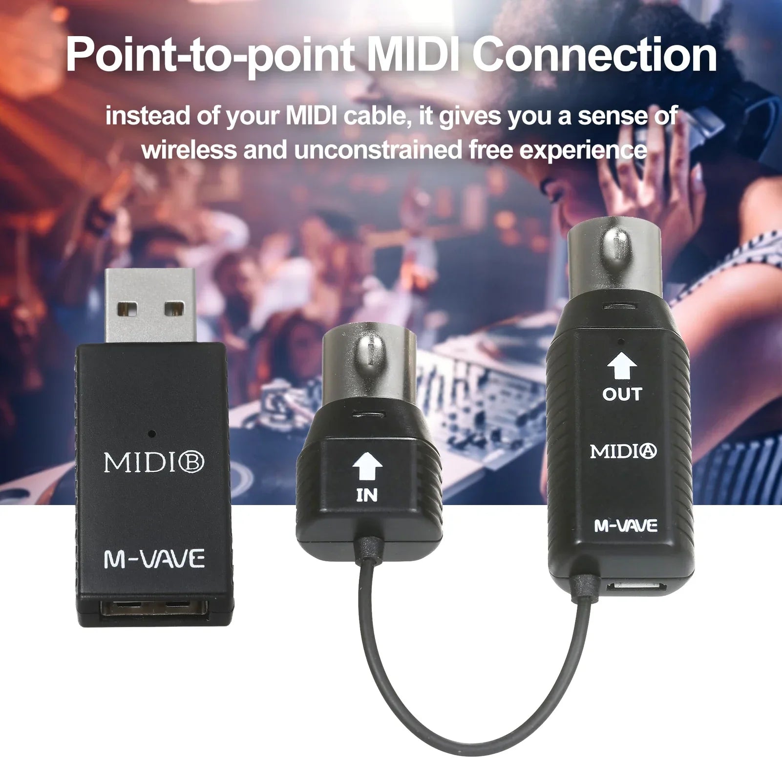 Black ms1 mini wireless midi wireless adapter with usb connectors for plug and play wireless transmission system use