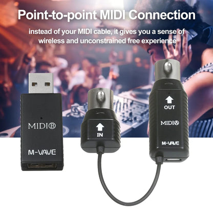 Black ms1 mini wireless midi wireless adapter with usb connectors for plug and play wireless transmission system use