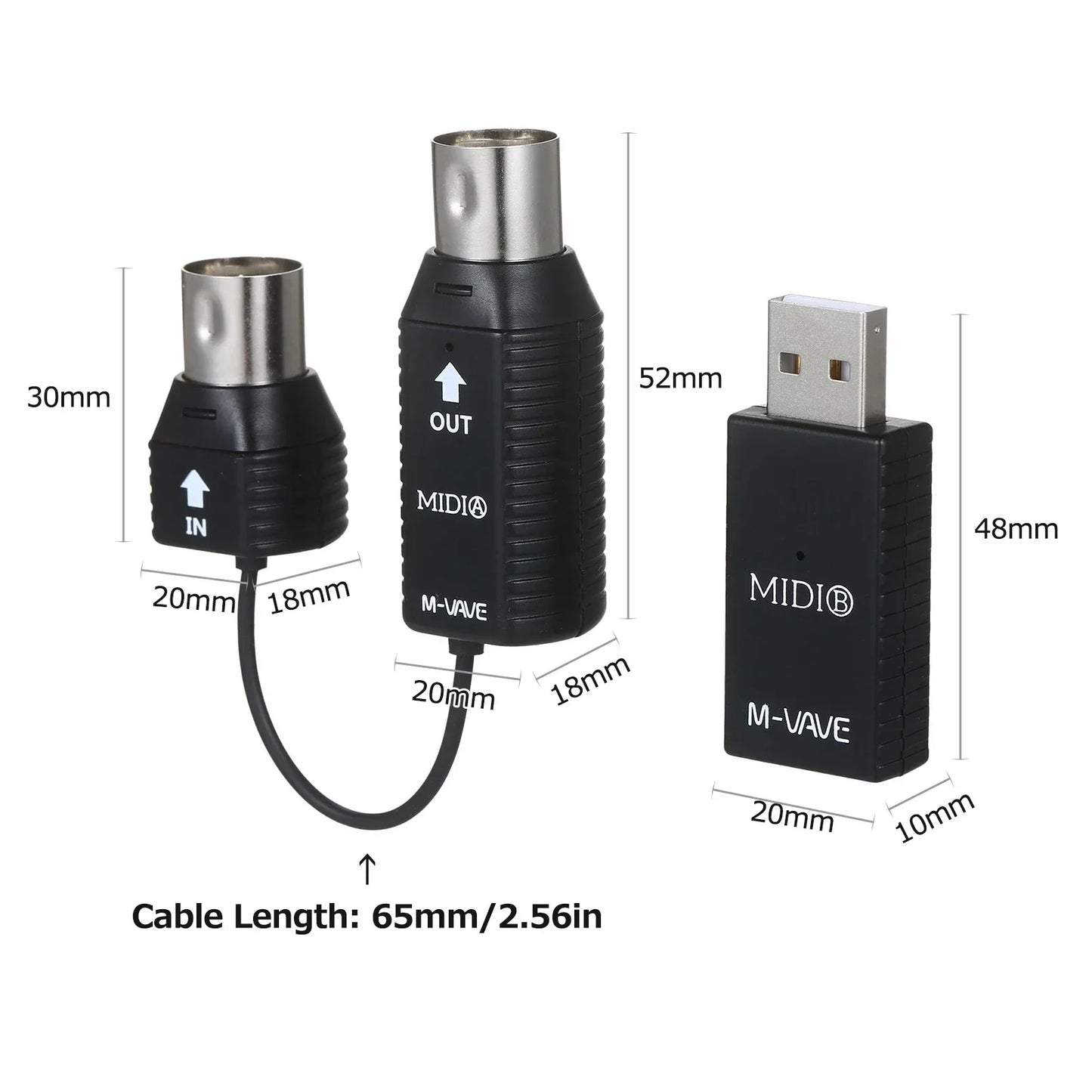 Black ms1 mini wireless midi wireless adapter with silver xlr connectors and textured grip for plug and play use