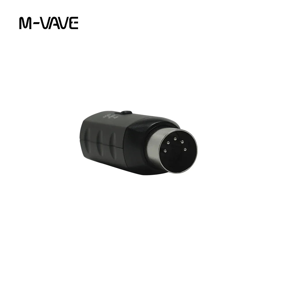 Black M-VAVE midi adapter wireless with metallic 6-pin connector textured grip rechargeable receiver transmitter