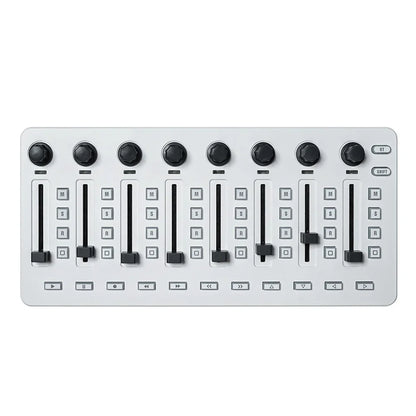 White audio mixing console with black knobs and sliders for m-vave smc-mixer wireless midi controller console bt connection