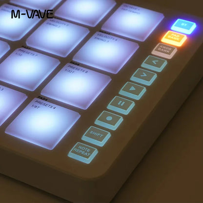 M-vave smc-pad midi controller with 16 illuminated pads and usb-c midi output interface for portable beat making