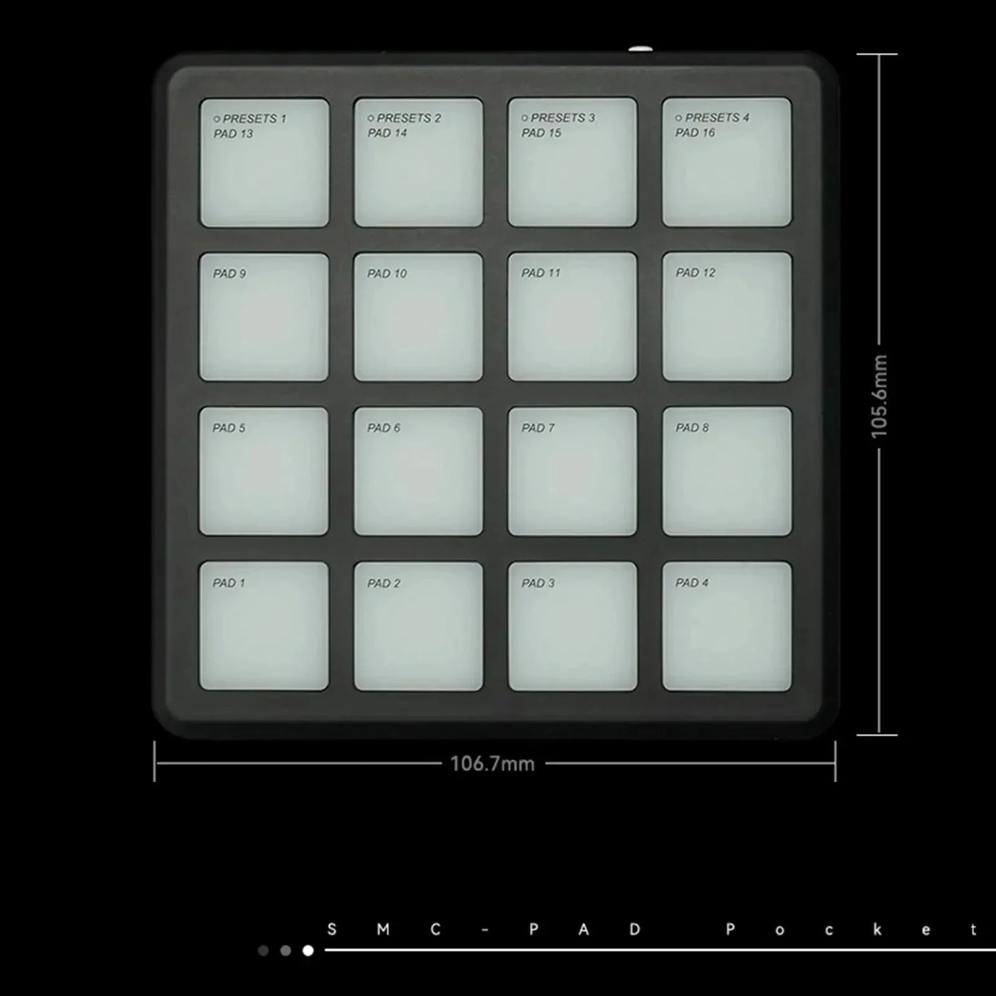 Black m-vave smc-pad pocket wireless midi pad with 16 illuminated rgb pads bluetooth and matte finish for music production