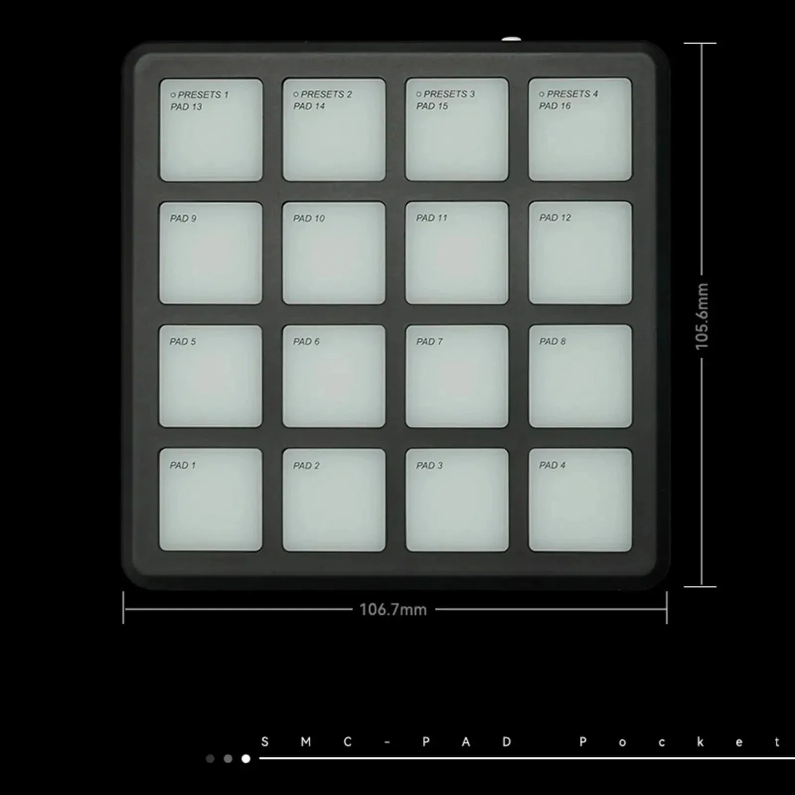 Black m-vave smc-pad pocket wireless midi pad with 16 illuminated rgb pads bluetooth and matte finish for music production