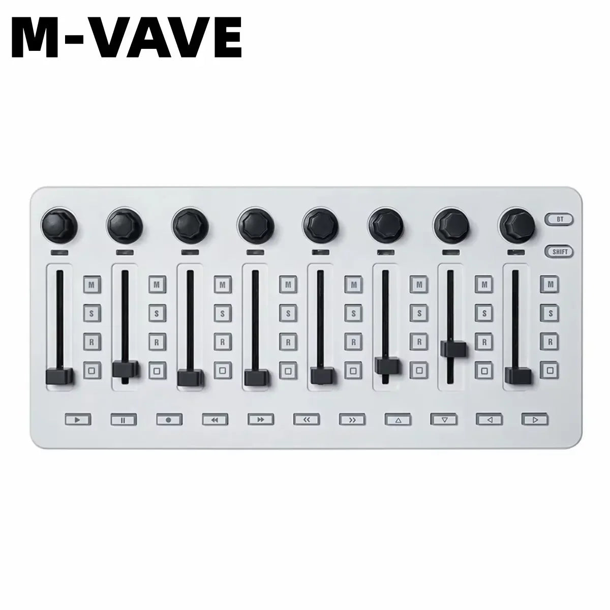 White m-vave smk-25 ii midi pad controller keyboard with black knobs sliders buttons for music production use