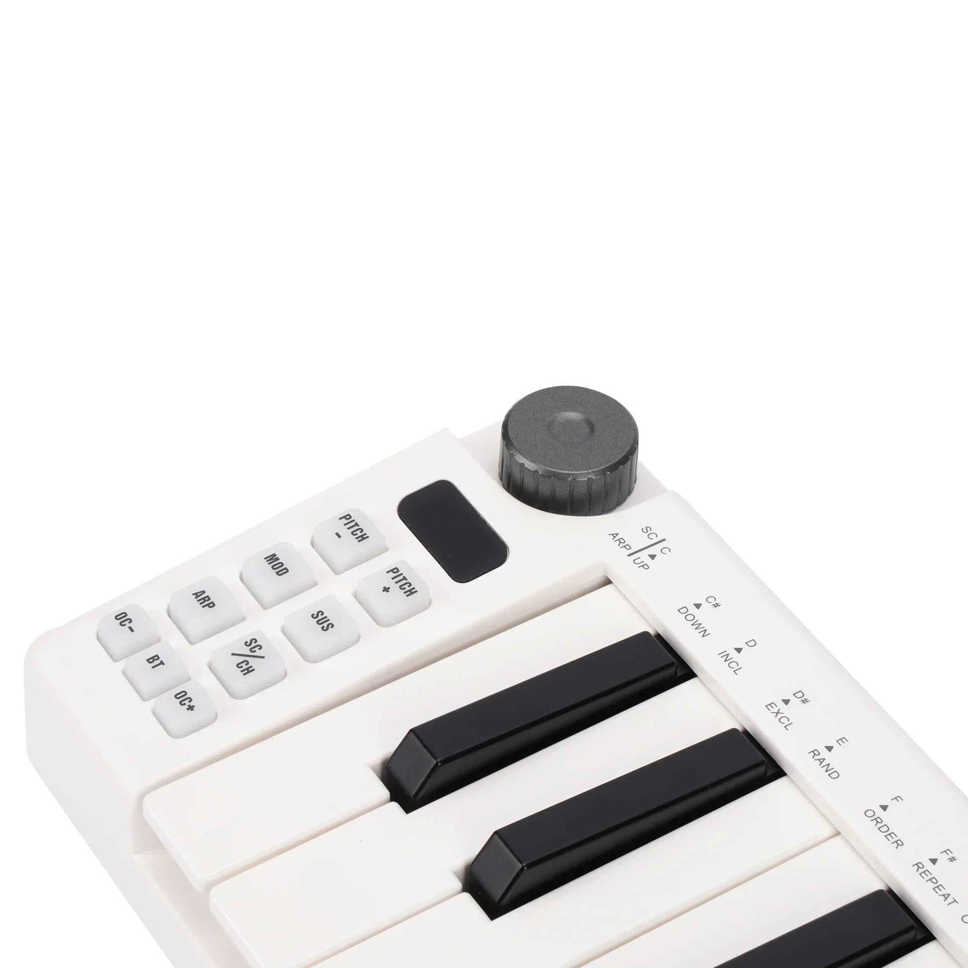M-vave smk-25mini white and black midi keyboard rechargeable with gray rotary knob portable control keyboard instrument