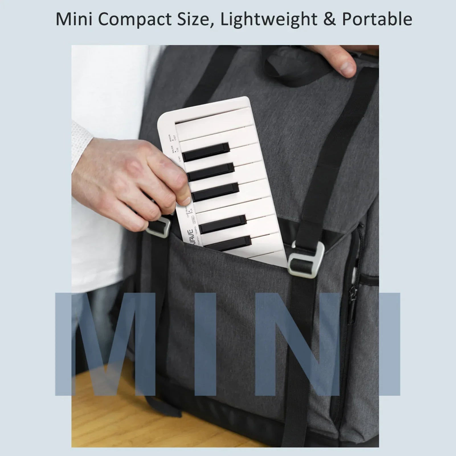 White and black m-vave smk-25mini midi keyboard rechargeable with 25 velocity sensitive keys and 1 control knob