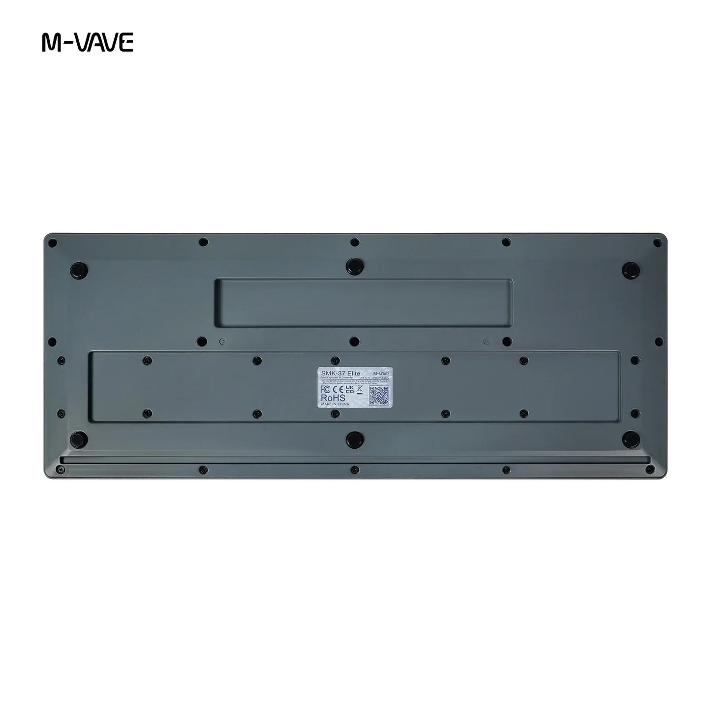 Gray smk-37 elite wireless midi keyboard baseplate with matte finish and multiple mounting holes for battery powered daw use
