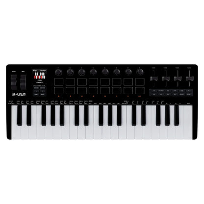 Black m-audio m-vave smk-37 pro midi keyboard with 37 keys, drum pads sound, octave range supports wireless connection